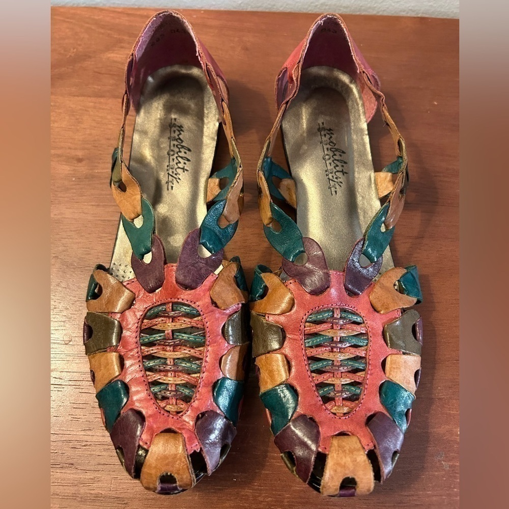 90s Mobility Sport‎ Multicolor Leather Flats, Size 8.5